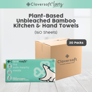 [Carton Deal] ❤️ Cloversoft Loves Plant-Based Unbleached Bamboo Kitchen Towels and Hand Towels [160 Sheets]