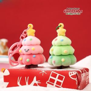 Flocking Keychain Christmas Tree Shape Keychain Small Bag Decoration Pendant Christmas Gift