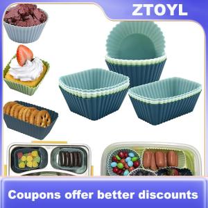 【ZTOYL】 12PCS tái sử dụng Silicone cupcake nướng ly không dính Muffin Lót khuôn Bộ Bento Hộp Ăn Trưa ngăn Pastry khuôn bánh