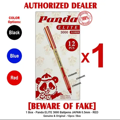 Panda ELITE 3000 Ballpen Ballpens Japan BLACK BLUE RED Ball pen Ball pens 0.5mm 12pcs per box Authentic Starmark Enterprises - 1 Box