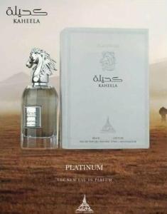 *Kaheela Platinum by Paris Corner* is an 85ml Eau de Parfum that exudes luxury and sophistication. The perfume is designed to appeal to both men and women blending masculine and feminine notes seamlessly.