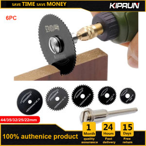 KIPRUN 6Pcs Mini HSS ใบเลื่อยวงเดือนโรตารี่เครื่องมือสำหรับ Dremel เครื่องตัดโลหะเครื่องมือตัดไม้แผ่นเจาะ Mandrel Cutoff 22-44มม.