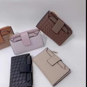 HANKE Wave Bifold Half Wallet Leather Hasp Button with Cardslot Women Wallet