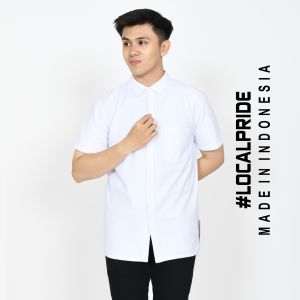 IZIBRO - Kemeja Pria Lengan Pendek Polos Cotton Pique 24S Casual Kerja Baju Hem Kasual Formal Jumbo