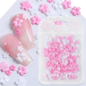 3D Spring Flower Nail Charms400Pcs Resin Flower Nails Art Rhinestones Blossomed Petal Nail Gems DIY Nail Decorations