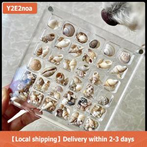 【Local shipping】 Acrylic Từ Seashell Hiển Thị Hộp Seashell Rõ Ràng Sao Biển Đính Tổ Chức 36 64 100 Lưới Mini Seashell Lưu Trữ Hộp