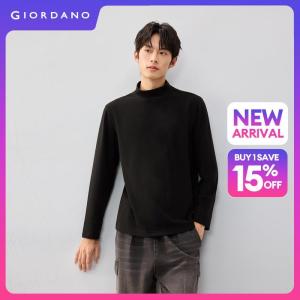 Giordano Men Double-faced fleece mock neck long sleeve tee Free Shipping 18026012