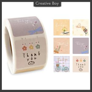 [Creative] 300 chiếc/cuộn nhãn dán hình hoa Cảm Ơn hoạt hình dễ thương nhãn dán niêm phong nhãn phong bì