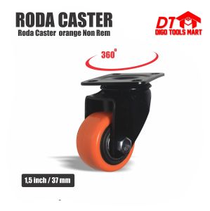Roda Caster Plat Tebal Hidup 1.5 Inci Tanpa Rem Roda Nylon Kunci Tebal 4 Pcs