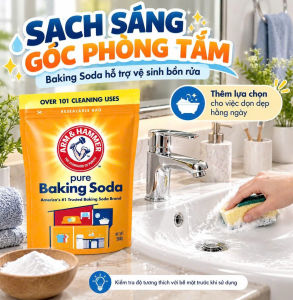 Baking Soda Arm & Hammer Pure Sodium Bicarbonate 500g | Hỗ Trợ Vệ Sinh Đồ Dùng Giảm Mùi Nhà Cửa
