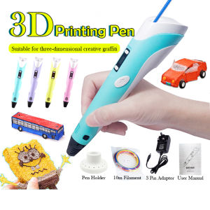 [Ready Stock+Album] 3D Printing Pen Graffiti Drawing Painting Pens Adjustable Temperature with USB Cable PLA Filament Educational Toy for Kids Birthday Gift|