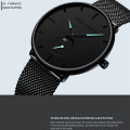 Jam Tangan Pria Sangat tipis Hannah Martin 100% Original korea fashion Cowok kado ulang tahun Jam anti air Quartz laki laki Arloji Tahan Air murah cowo tangan simple Men Watch Stainless steel mesh belt COD. 