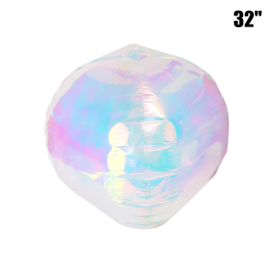 ลูกโป่งฟิล์มอะลูมิเนียมโฮโลแกรมสำหรับตกแต่งลูกโป่งฟอยล์สีรุ้งทรงกลมอุปกรณ์งานเลี้ยงวันเกิดงานแต่งงานที่ชัดเจน4D ขนาดใหญ่