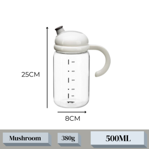 JX High Borosilicate Glass Cooking Oil Dispenser Sharp Pourer Auto Flip Bottle (500ml)