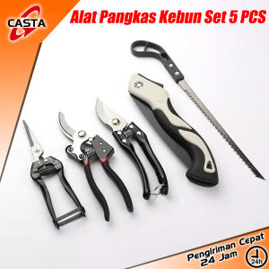 CASTA 5PCS/SET Gunting Pemangkas Taman Set Alat Pemangkas Stainless Steel Gunting Buah Gunting Kuat Gergaji Lipat Gergaji Ekor Ayam Gunting Pangkas Tanaman