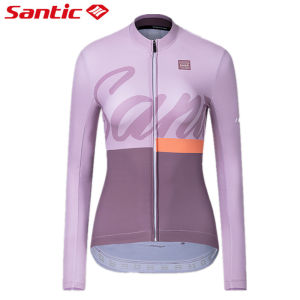Santic Women Cycling Jersey Windproof Thermal Fleece Pocket Long Sleeve Bicycle Bike Coat Jacket