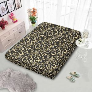Sarung Kasur Busa Resleting Katun Polycina Motif Piramid Gold Size 70x200 - 180x200
