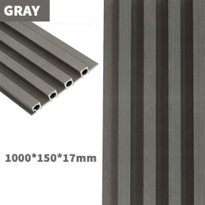 17MM Wood Grain Fluted Wall Panel Self-adhesive Waterproof Grille PVC Wall Sticker for TV Background Wall Decor