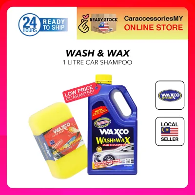 Waxco Wash & Wax Car Shampoo (1L) sabun cuci kereta syampu 洗车液 car wash sponge set