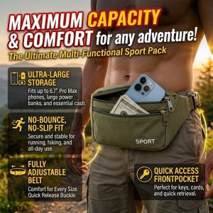 Canvas Phone Waist Bag Durable Outdoor Work Bag Versatile Running Hiking Pouch for Men