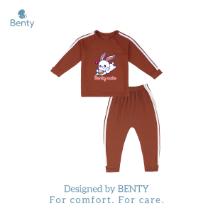 Bộ dài tay cài chéo thể thao in hình thỏ BENTY BT093 chất vải thấm hút mồ hôi đồ trẻ em cao cấp
