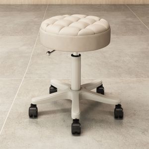 SoLoMan Premium Tufted Leather Bar Stool with Adjustable Height and 360° Rotation for Home and Salon