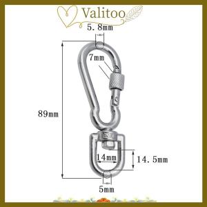 [Valitoo] Stainless Steel Swivel Snap Hooks Locking Dog Leash Buckle Quick Release Buckle Carabiner Clips For Dog Walking Camping