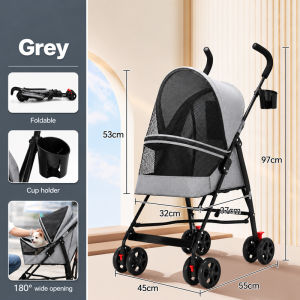 CUTIEHAUS Pet Stroller 360 Degree Rotating Safety Brake And Water Cup Holder Lightweight Detachable Trolley For Cat And Dog Kereta Sorong Haiwan Peliharaan Perjalanan Ringan - Fulfilled by Cutiehaus