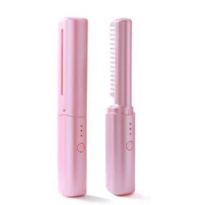 2 in1 Portable Straight hair comb Wireless Hair Straightener Comb Negative Ion Hair Fast Heating Wireless Hot Curler USB Hair Iron Anti Scald Ionic Hair Brush Hair Comb