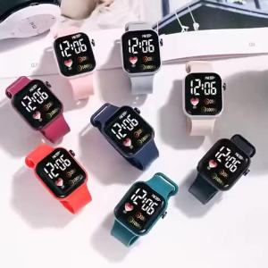 DSD ollecc Electronic Watch Luminous Square Dial Waterproof Adjustable Comfortable Precise Time Heart Print Kids LED Digital Sport Wrist Watch for Daily Wear Stylish Electronic Wrist