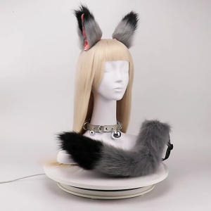 Costume Accessories Set-Cat Ears HeadbandTailChoker Kit Halloween Cosplay Costumes for Adults Womens Mens