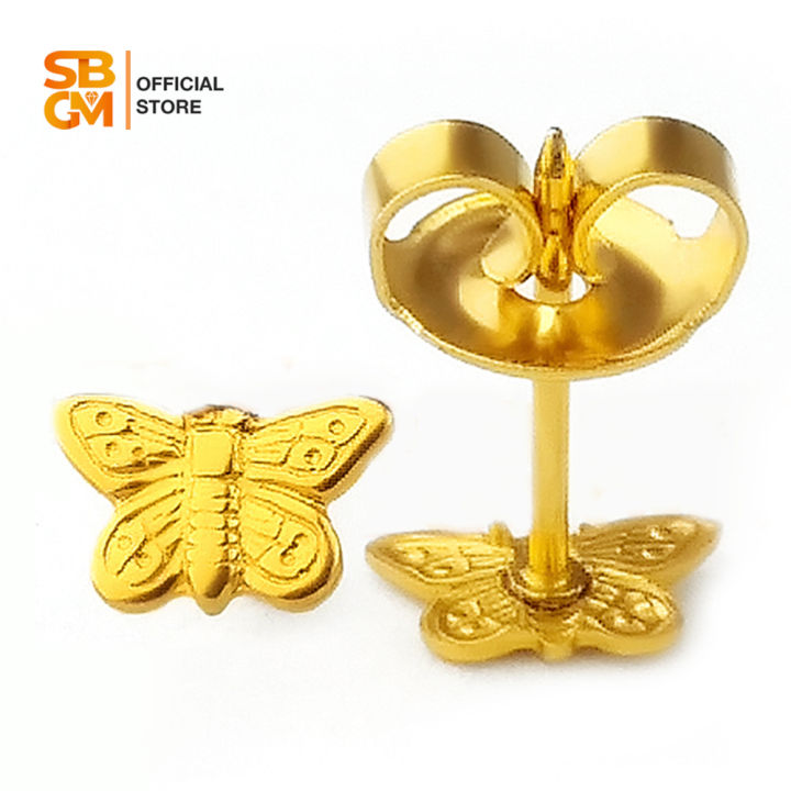 SBGM HIGH QUALITY AUTHENTIC 10K GOLD SMALL BUTTERFLY STUD EARRINGS