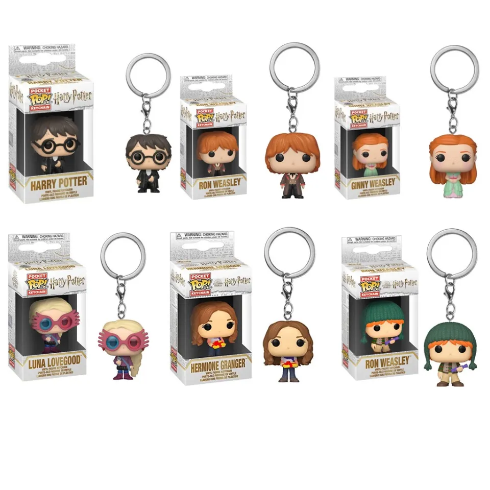 Funko Pop Keychain Harry Potter - Quidditch Draco Malfoy Lupin Luna Lovegood  Minerva Hermione Dumbledore Dobby Snape Voldemort Fawkes Hedwig Ginny Ron  Weasley Neville Moody Filch Action Figure Toys Keyring Toy
