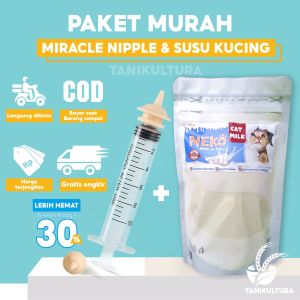 Dot Kucing dan Susu Kucing 0 - 12 Bulan Paket Dot Susu Anak Kucing Bayi Baru Lahir Buat Gemuk Miracle Nipple Dan Susu Kitten 100gram