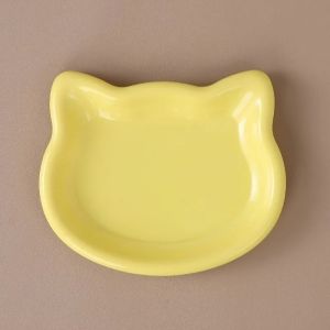 OUTMODED INTERSECT77OU5 Cat Shape Cat Bowl Plastic Non-slip Cat Food Bowl Cute Anti-Fall Flip Cat Plates Pet Feeding