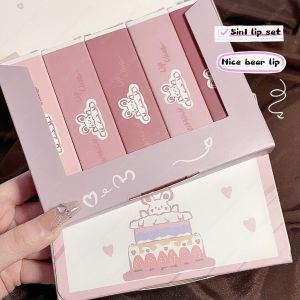 5 in 1 Matte Lip Glaze Set Long-lasting Waterproof Moisturizing Non-stick Cup Lipstick