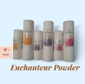 ENCHANTEUR POWDER PERFUMED 125G AND 50G WITH FLORAL DESIGN (PINK ORANGE AND VIOLET)