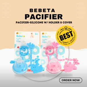 Bebeta Pacifier-Silicone with holder and cover-Blue/Pink