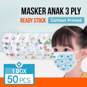 Masker Anak 3 Ply Masker Earloop Kid Children Face Mask 3Ply Motif Kartun Kesehatan 50 Pcs