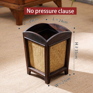 ไม่มีฝาปิดรูปทรงพิเศษห้องนั่งเล่นบ้านห้องนอนห้องครัวใหม่สไตล์จีนถังขยะไม้เนื้อแข็ง สร้างสรรค์ย้อนยุคไม้ไผ่สานถังขยะ