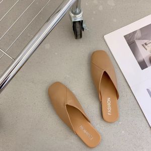 [Free Shipping] Spring New Flat-Heeled Closed-Toe Slippers 2025 Korean Version Versatile Fashion Casual Shoes For Outdoor Wear Stylish Lazy Half-Slippers