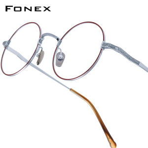 FONEX Pure Titanium Glasses Frame Women Brand Design Retro Vintage Round Eyeglasses Men Full-Rim Japanese High-Quality Ultralight Custom Optical Eyewear N045