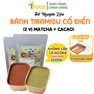 Set làm bánh Tiramisu -Tặng hộp giấy- Mix 2 vị matcha socola & dâu tây chanh leo chuẩn Ý- TFood