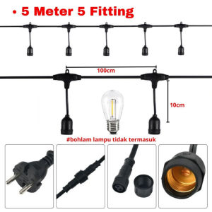 Fitting Lampu Gantung Outdoor 10 Meter 10 Fitting Waterproof Lampu Hias Gantung Cafe 5 Meter 10 Fitting Festoon Light Pole Outdoors Lampu Teras Luar Ruangan Dekorasi Untuk Taman Pernikahan Tahan Air Import ptt