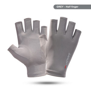 1Pair Two Finger Racing Motorcycle Bike Gloves Ice Silk Non-Slip Breathable Anti-UV Touch Screen