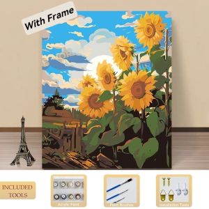 30X40cm with frame Digital Oil Paint By Numbers Canvas Frame Number Painting Home Decor Wall Painting