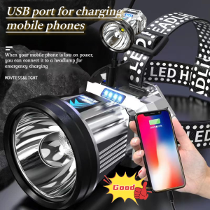 Eclaire Headlamp Led Portable Usb Rechargeable Mobile Power Outdoor Flashlight