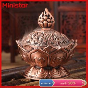 Ministar ทิเบตเก็บบรอนซ์มงคลโลตัสรูปทรงรูปปั้นกล่องธูป