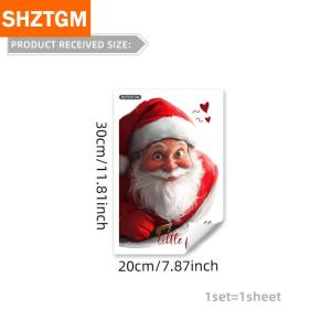 [COD] SHZTGM สติกเกอร์หน้าต่างกระจกลายซานตาคลอสจำลองสองด้านเหมาะสำหรับตกแต่งหน้าต่างงานปาร์ตี้คริสต์มาส