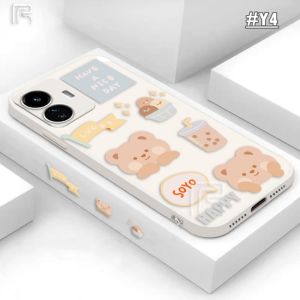 (Lokal Ready) Casing hp Realme C53 C51 C55 C33 C30 C31 C30S C35 Realme10 9i 8i 7i 5i 6i C2 C21Y C11 2021 C20 C25Y C17 C3 C12 C15 Narzo 50A Teh Susu Beruang Lucu Motif Kotak Simple Soft Case Cover